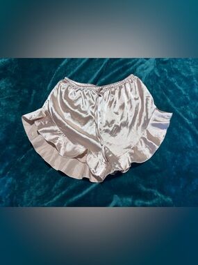 Satin Ruffle Hem Sleep Shorts - Light Blush